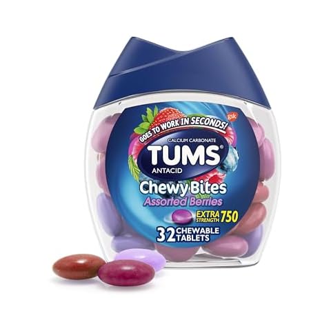 TUMS Chewy Bites Antacid Tablets for Chewable Heartburn & Acid Indigestion Relief, Assorted Berries, 32 Count Cover