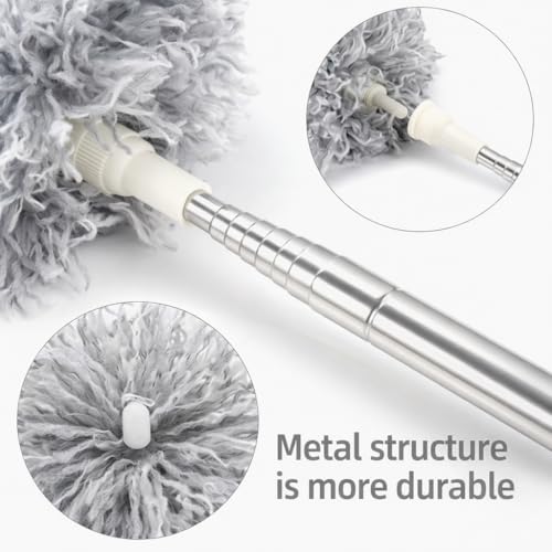 Image of DecorTwist Ceiling Fan Cleaning Duster, Extendable Long Handle Cobweb Brush | Washable microfiber flat fan blade cleaner. Extendable handle, no ladder. For fan blades, cobwebs, lights, blinds & walls.