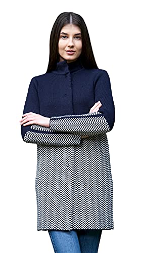 Image of SAOL Herringbone Wool Coat Cardigan for Women