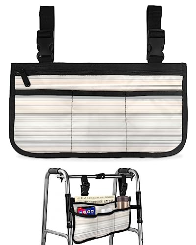 Watercolor Boho Striped Wheelchair Side Bag Walker Bag, Colorful Geometric Lines Wheelchair Accessories Armrest Pouch, Organizer Storage Bag for Walkers, Rollators, Scooters, 7.3''x13''