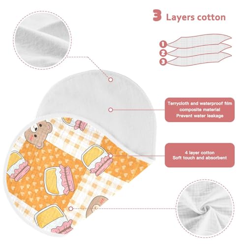 2 Pack Muslin Burp Cloths Bears Cute Orange Cotton Baby Burp Cloths Ultra Absorbent Burping Cloth Soft Spit Up Rags for Newborn Babies, Large 22" x 11"3