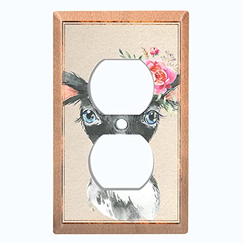 Metal Light Switch Plate Cover Cute Baby Animal Cow ANM043