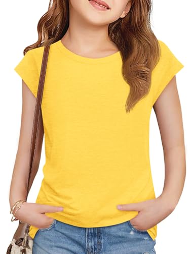 Image of Imily Bela Girls Short Sleeve T Shirts Crew Neck Cap Sleeve Tank Tops Casual Loose Summer Shirt Kids 5-14 Years