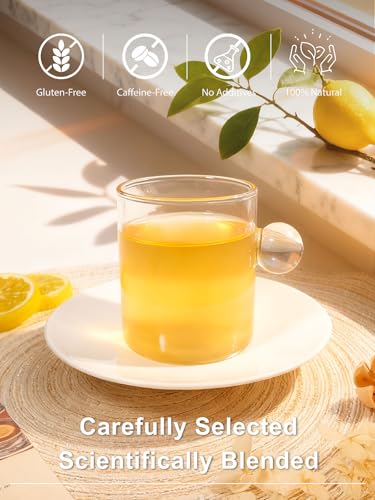 Image of TeeLux Lemon Ginger Tea, Soothing & Warming Flavor, Caffeine Free, 100 ct | Zesty Ginger Root Blend with Lemongrass, Lemon Peel & Sweet Tea Leaves, Citrus Aroma, Sugar Free, Gluten Free, Hot or Iced