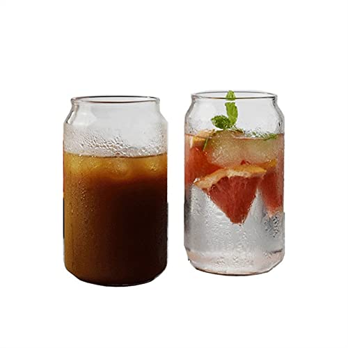 2 Pcs Can Shaped Beer Glass,URMAGIC 400ml Clear Drinking Glasses,Thin Highball Glasses Set,Tumbler Cup,Cocktail Glasses, Whiskey Glasses,Iced Coffee Glasses,Tall Glass Cups,Wine Cups, Goblet Cup