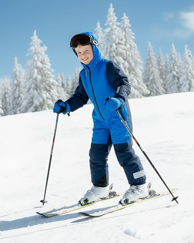 Image of Owntop Kids Snowsuit One Piece | Waterproof Ski Suit | Warmth & Comfort | Girls Boys Snow Jumpsuits for Skiing Snowboarding