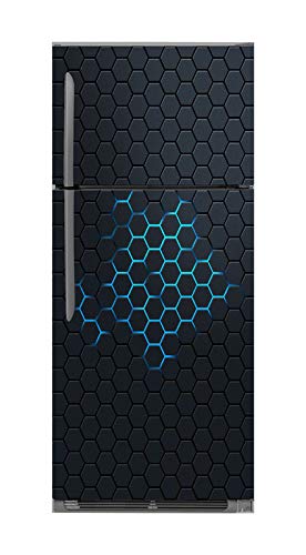 Psychedelic Collection Decorative 3D Hexagon Design with Light Effect Wallpaper Poster Extra Large Fridge Sticker Double Single Door Decorative Fridge Sticker (PVC Vinyl, Multicolor, 60 cm X 160 cm)