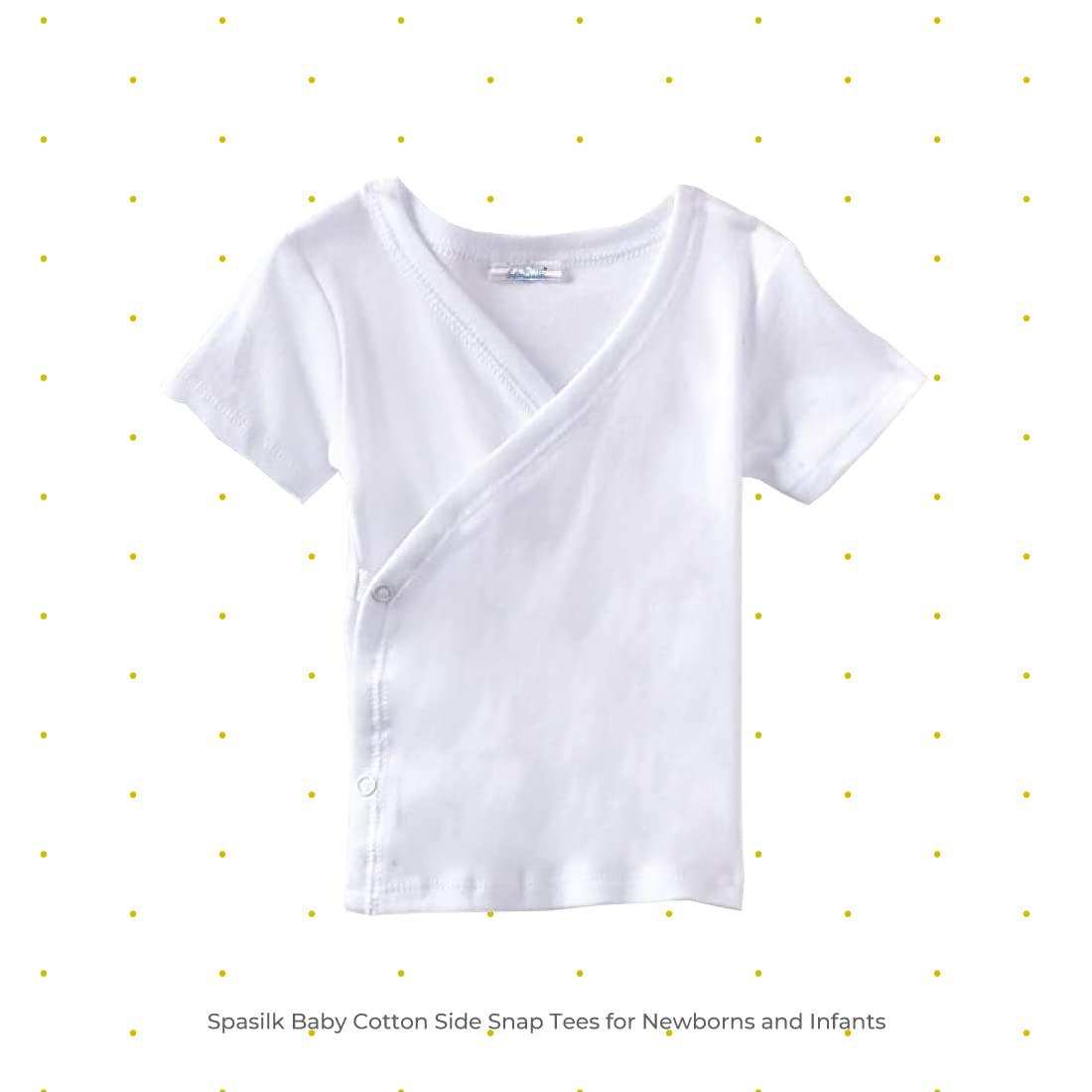 Spasilk Unisex-Baby Newborn Short Sleeve Side Snap Tees, 2 Pack, 3-9 Months - White Snap Tees