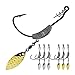 CWSDXM Weighted Swimbait Hooks, 6pcs Underspin Swimbait Hook with Twistlock, Weighted Crank Hooks with Gold/Silver Spinner Blades for Soft Fishing Lures