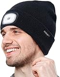 COTOP Mütze mit Licht LED Strickmütze Hut Wintermütze Warmer, Geschenke für männer oder Angler, Unisex Mützen für Joggen, Wandern im Freien, Laufen, Radfahren in der Nacht (Schwarz)