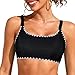 2026 Fashion Sports Swim Bra Classic Bikini Tops for Women Bathing Suits Top with Padded Crop Swimsuit Black Trim M