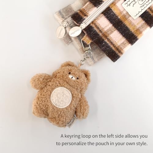 Image of Monolike Unmatched Friends Old Check Pencil Case, Beige - Pencil Pouch, Portable Pencil Bag, Pencil Case, Office Pouch case, Cushion, Soft, Vintage