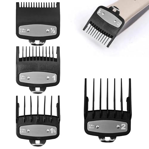 Loovisse Juego de 4 peines profesionales para cortapelos – Kit completo con peines guía y límite de metal – Precisión absoluta para peluqueros, barberos y uso doméstico
