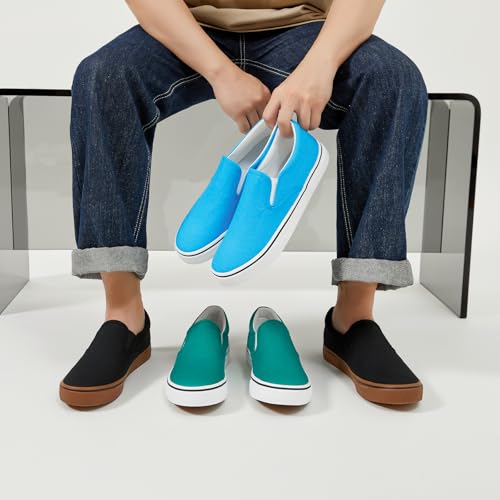 Image of yageyan Mens Slip on Sneakers Loafers Shoes Canvas Black Shoes Canvas Blue Casual Fashion Shoes