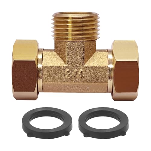 Joywayus Brass 3/4" GHT Female-Male-Female Garden Hose Tee Adapter