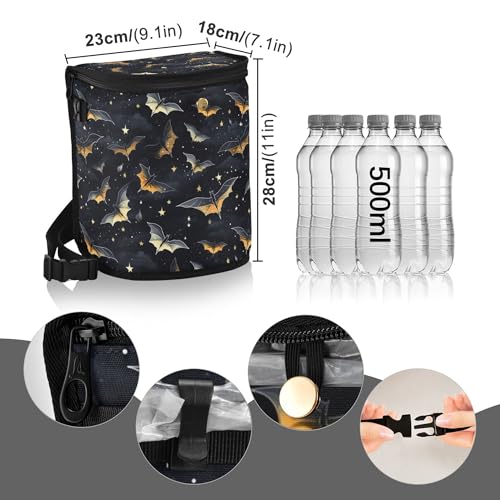 Image of MNSRUU Car Trash Can with Lid, Gothic Skull Bat Car Trash Bag Hanging Organizers and Storage for Front Back Seat, Leak-Proof Trash Bin