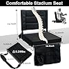 Stadium Bleacher Seats with Detachable Padded Cushion＆Backs Support,Portable Memory Foam Folding Bleacher Chair with Shoulder Strap,Perfect Bleacher Cushion for Sports Outdoor Events (1, Black)