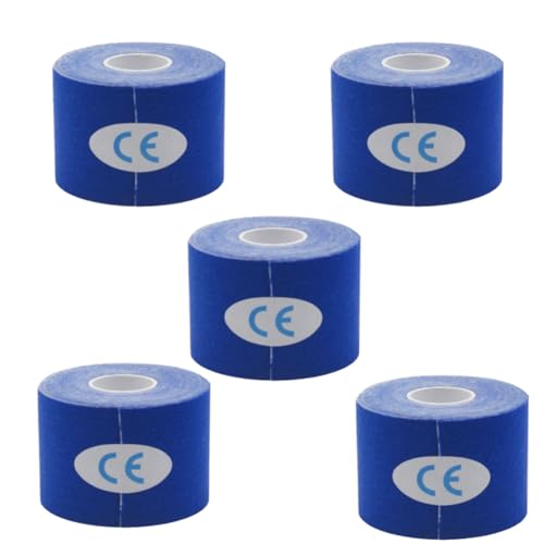 JNJOOD Venda Elástica Azul 5 Piezas 5cmx5cm, Cinta Deportiva, Muscular