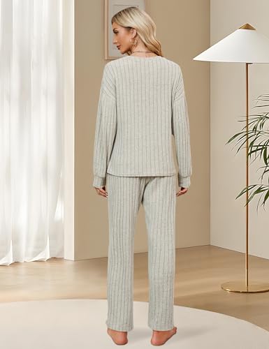 Blooming Jelly Womens Lounge Set Cute Long Sleeve Pajama Sets Casual 2 Piece Pj Outfit Fall Sleepwear Pockets