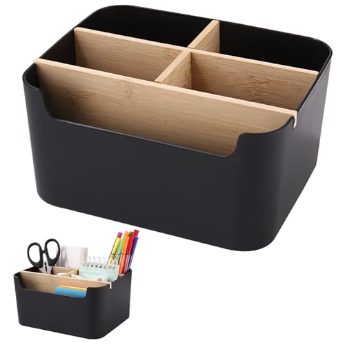Qixora Organisateur Multifonctionnel Pour Stylos, Boîte de Rangement Bureau à 5 Compartiments Amovible, Organiseur Bureau Boîte de Rangement, Organiseurs Multimédia Convient pour les Cosmétiques