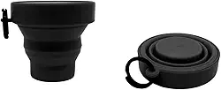 Copo Retrátil Dobrável e Portátil - 150ml com argola - Reutilizável e Sustentável - COR: PRETO