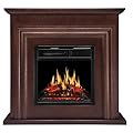 ZAFRO 36" Electric Fireplace Mantel Indoor Use with Realistic Dancing Flames,Package Freestanding Fireplace Heater,Overheat Protection,Brown Wooden Frame,7 Flame Brightness,Remote Control,750W/1500W