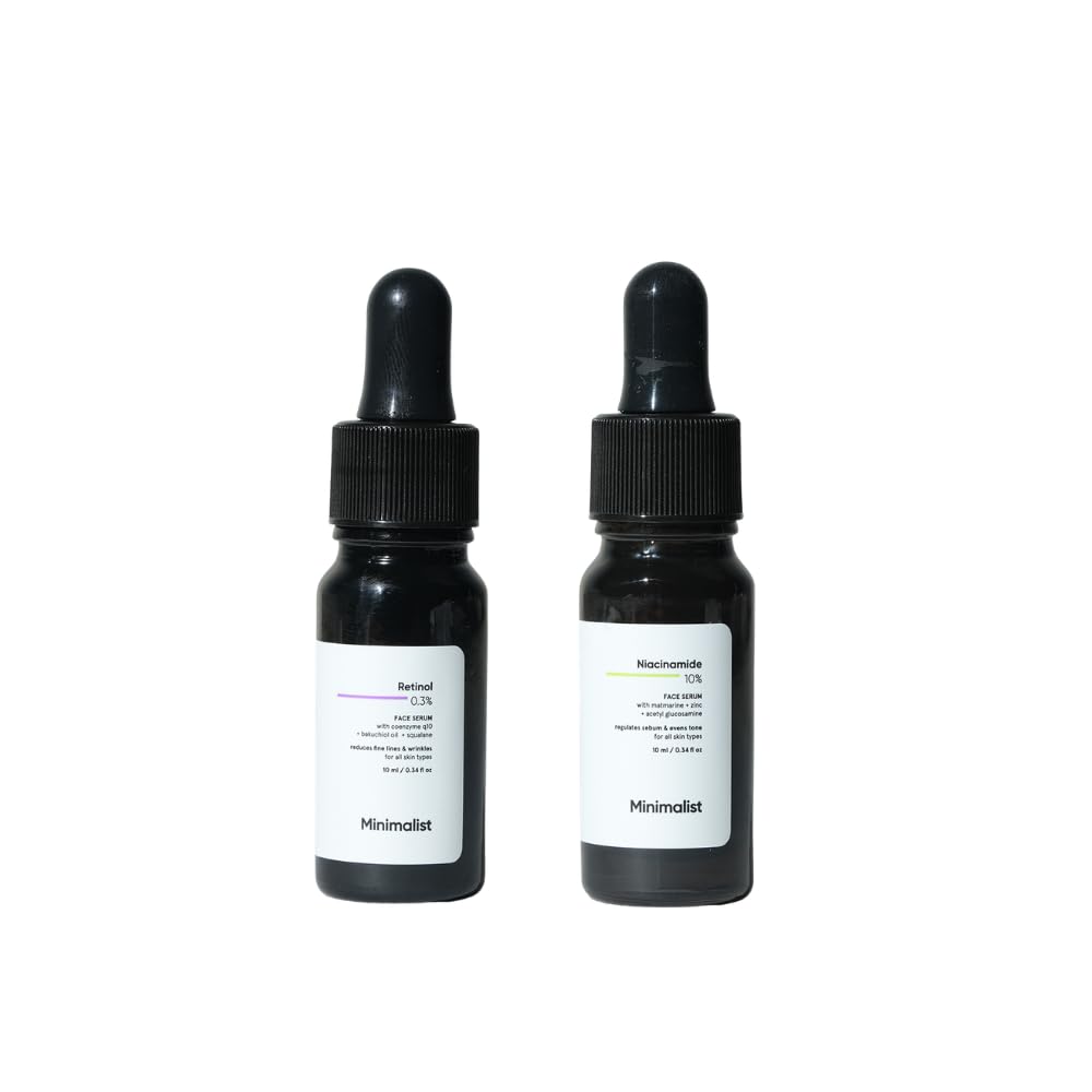 Minimalist Niacinamide 10% Serum 10ml + 0.3% Retinol Serum 10ml | Anti-Acne, Pore Control & Anti-Aging Skincare Duo-image-8