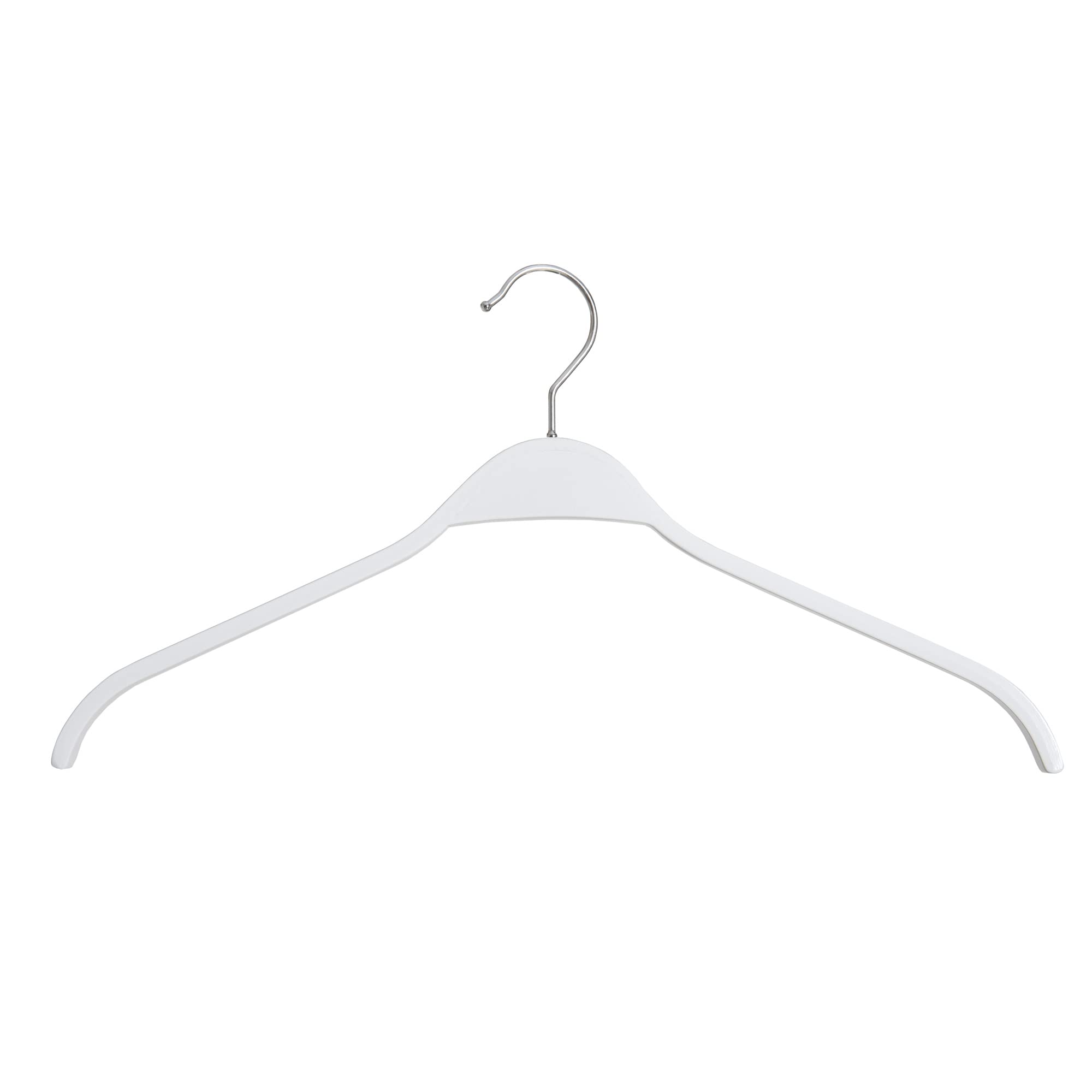 Schichtholzbügel Kleiderbügel Hemdbügel Holzbügel Garderobenbügel Ladenausstattung | 42 cm, weiß, lackiert, drehbarer Haken (50 Stück)