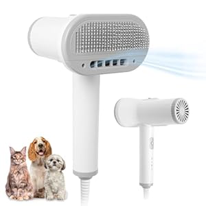 Pet Hair Dryer | 2-in-1 Pet Dryer with Slicker Brush | Dog Hair Dryer | Cat Dryer | Dog Blow Dryer | Pet Grooming Dryer | For Small and Medium-Sized Dogs and Cats