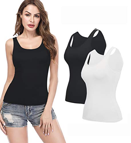 Image of Camisoles for Women with Built in Bra,Basic Yoga Top Layering Tank Top Padded Bra Undershirt(S-3XL)