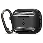 Spigen for AirPods Pro 3 Case, Rugged Armor Compatible with AirPods Pro 3rd Generation Case (2025), Shockproof Protective Cover with Carabiner - Matte Black