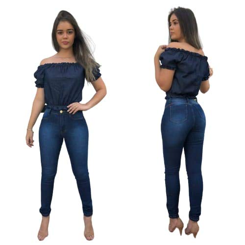 Calça Jeans Feminina New Mark Skinny Levanta Bumbum (44, Azul Escuro)