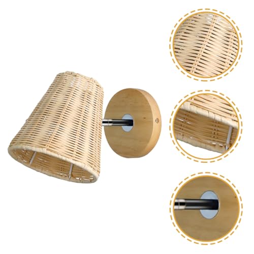 Lámpara de pared de ratán natural E27 para iluminar pasillos oscuros con calidez 7