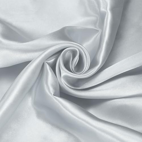Tissu en satin soyeux gris clair de 1,8m par 152cm pour couture