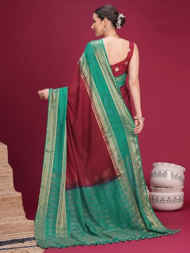 Image of AKHILAM Women's Mysore Silk Ombre Woven Design Saree With Unstitched Blouse Piece (KUSUM4101 NSM Parent)