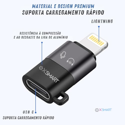 adaptador OTG USB C para Lightning suporta audio,lapelas para iphone 14/13/12/11/iPad, Leitor de car