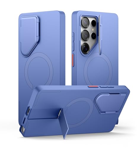 Image of SURITCH for Samsung Galaxy S25 Ultra Phone Case, Magnetic Shockproof Bumper Case Slim Protective Cover with Camera Cover & Adjustable Metal Kickstand for Galaxy S25 Ultra (2025)-Starlight Blue