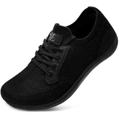 L-RUN Men's Barefoot Shoes Minimalist Cross-Trainer Shoes Wide Toe Walking Shoes Zero Drop Trail Running Sneakers Black 10 W US Cover