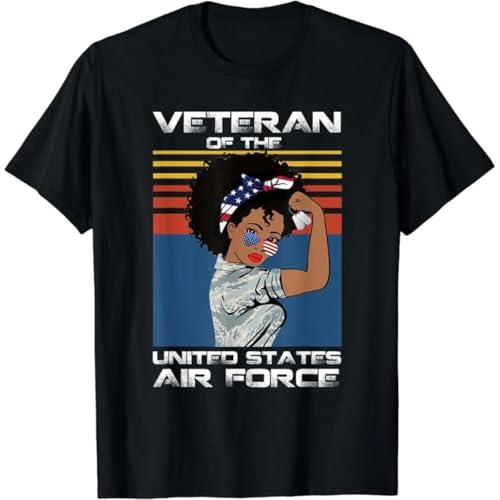 GUEWBF Female Veteran of The United States Air Force USAF Veteran T ShirtBlackM