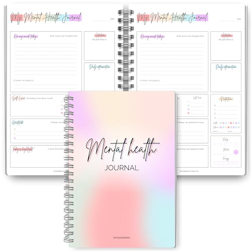 Mental Health Journal Planner | Daily Gratitude Self Care Intentions Affirmations and Nutrition (Rainbow A5)