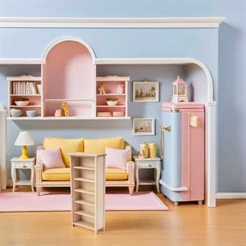 Estantería vertical 1:12 de madera para librería de casa de muñecas mini 3