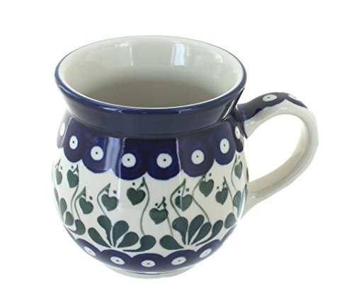 Blue Rose Polish Pottery - Blue Alyce Bubble Mug - 16 oz - Unique Shape Mug for Coffee & Tea