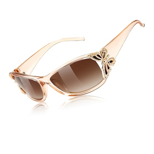 FEISEDY Trendy Polarized Y2K Sunglasses Wrap Around Butterfly Design Fashion Sunnies UV400 Protection B0078