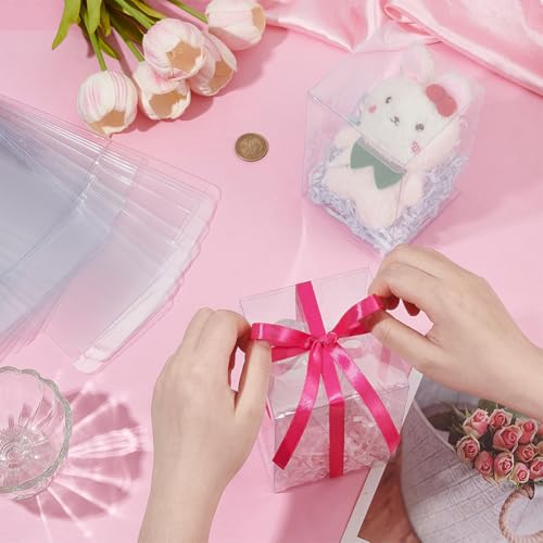 BENECREAT 15Pcs Rectangle Clear Gift Boxes, Transparent Plastic PVC Box Gift Packaging for Wedding, Birthday Party, Bridal Shower, 3.54x3.54x5.55inch by BENECREAT - Image 3