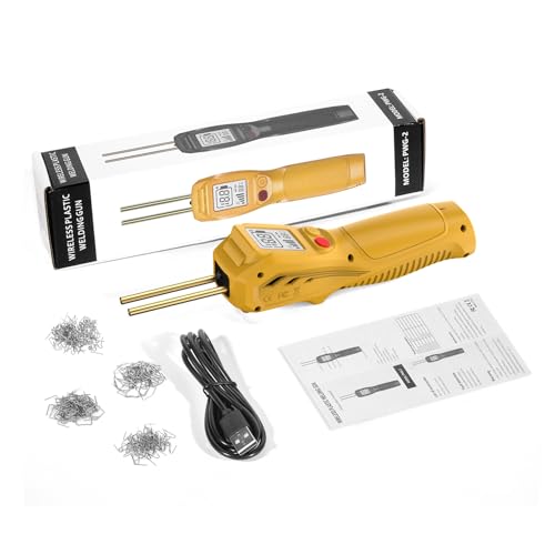 VISLONE Poste à souder plastique sans fil,kit de réparation plastique avec écran LCD et 200 clous de soudage,chauffage rapide,éclairage LED,pour pare-chocs,tableaux...