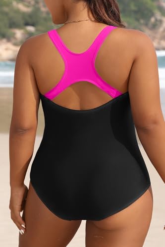 Image of Aqua Eve Plus Size Swimsuits Athletic One Piece Bathing Suit for Women Tummy Control Slimming Swimwear