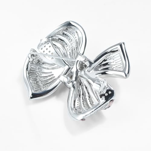 Image of Elegant Love Bow Brooch Micro Pave Cubic Zirconia Bowknot Wedding Bride Mother Brooch Pin Ribbon Shape Jewelry Brooch Breastpin