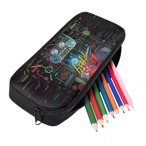 Image of Pencil Pouches Space lets Go Play Game Print Pencil Bags Pencil Case Pouch,Lightweight School Pencil Case for Boys
