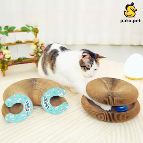 PATO.PET Arranhador Para Gatos com Bolinha Sonora - Brinquedo Mágico Interativo de Gato, Moderno e D