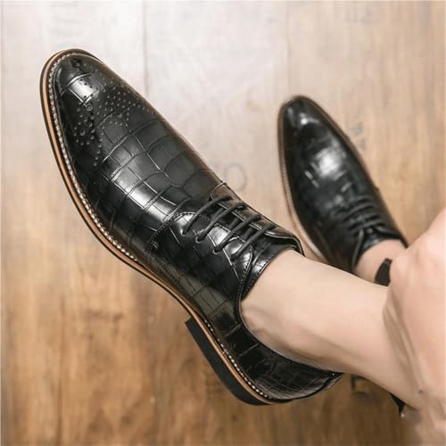 Men's Lace up Genuine Leather Oxfords Pointed Toe Fashion Casual Shoes Polished Finish Spring Autumn Low Top Style2